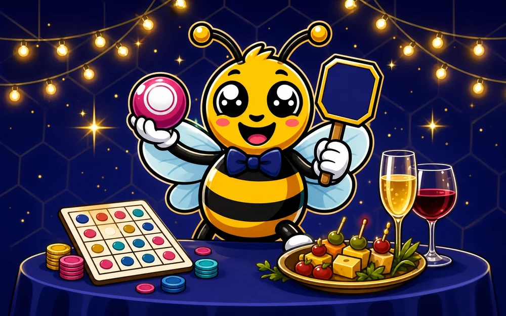 HHA bee mascot with bingo, auction and food for B3