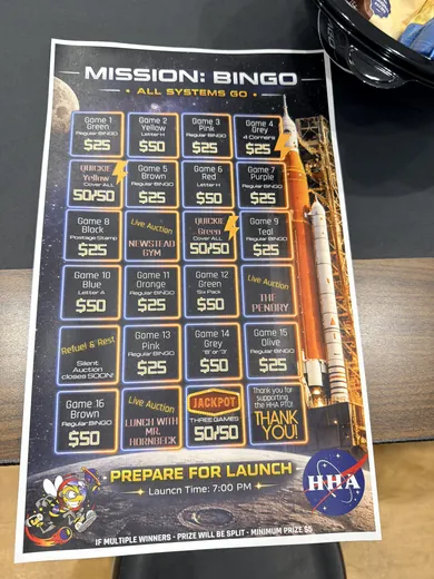The Mission: Bingo prize board — prepare for launch