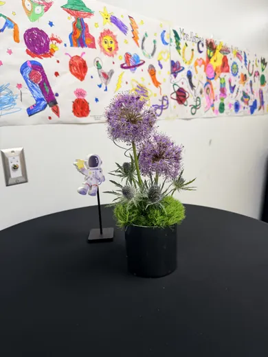Student artwork along the wall