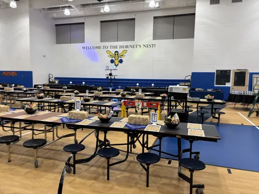 The cafeteria set for the Hoe Down
