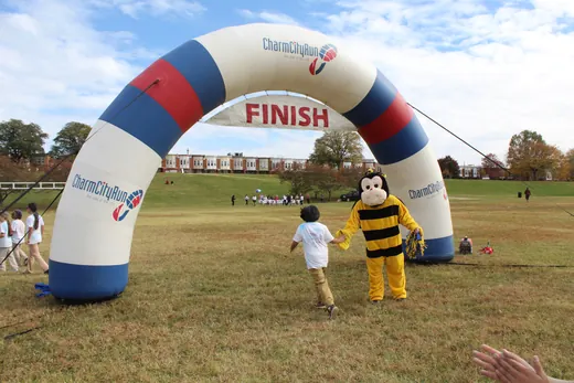 The finish arch from the field