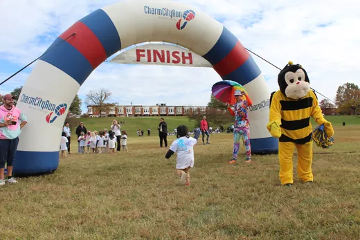 The mascot at the finish