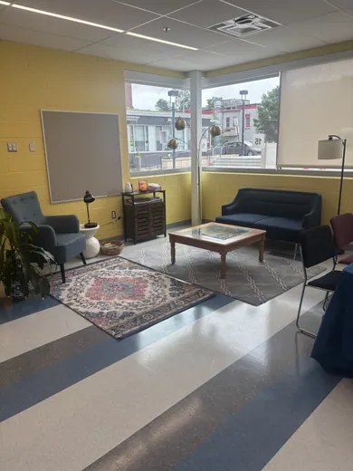A corner set up for a meeting