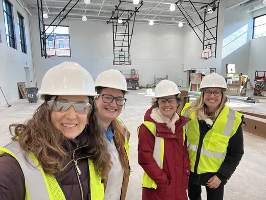 Board members touring the construction