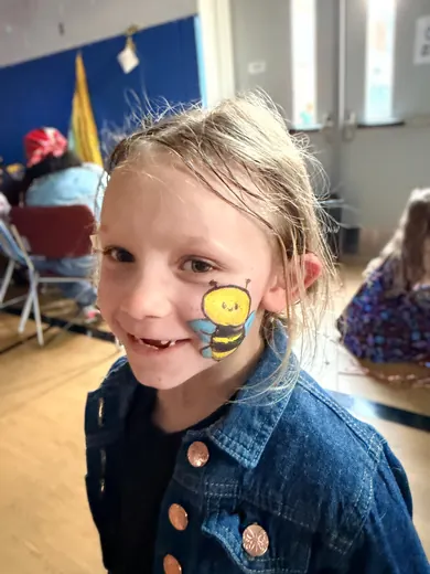 A bee, freshly painted