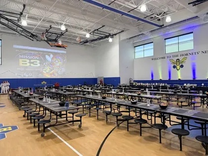 The gym set for B3, Mission: B3 on the screen