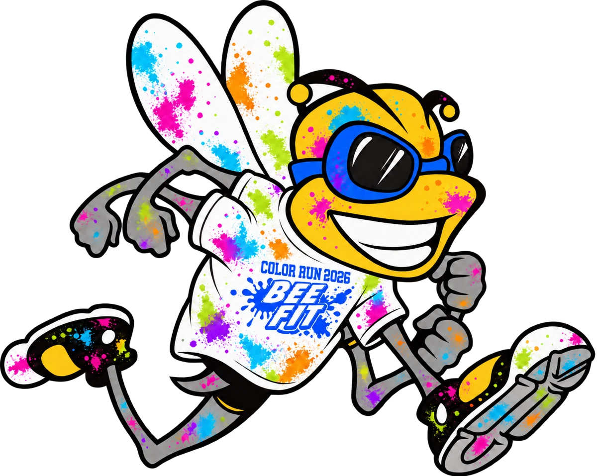 BeeFit Color Run 2026 bee, covered in color